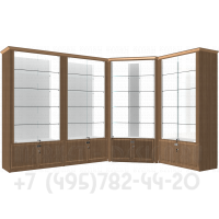Пример установки угловых витрин с встроенной подсветкой