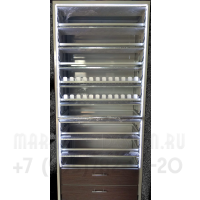 Сигаретный шкаф с синхронной системой шторок Dark-market в открытом виде