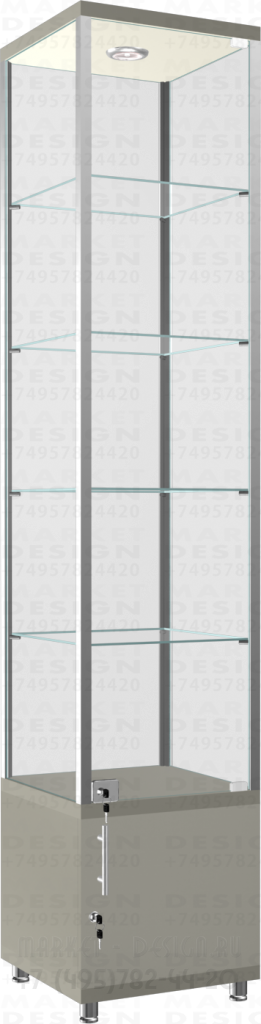 Квадратная витрина с подтоварной тумбой с алюминиевым профилем