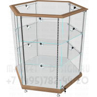 Прилавок шестигранник со стеклянными полками