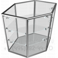 Прилавок шестигранник из профиля со стеклянными полками