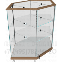 Прилавок шестиугольный угловой со стеклянными полками