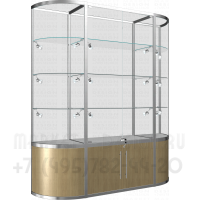 Торговая витрина с тумбой из алюминиевого профиля с полукруглыми торцами