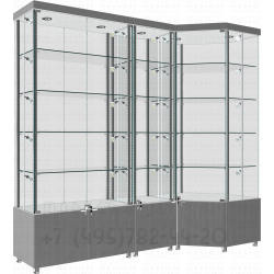 Витрина усиленная с тумбой с закалёнными полками. серии Октава