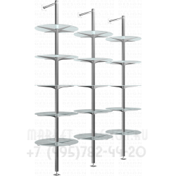 Стойки с круглыми  полками с креплением к стене для магазинов одежды