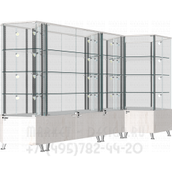 Усиленная витрина на подиуме с распашными дверками. серия УДАЧА
