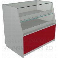  Остеклённый прилавок с двумя выдвижными полками лотками