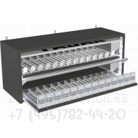 Полка для сигарет с двумя синхронными шторками в открытом состояние