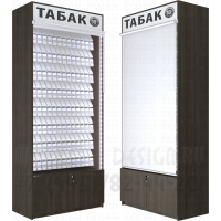 Табачный шкаф с подтоварной тумбой с восьмью гравитационными уровнями с регулируемыми ячейками 