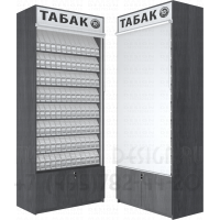 Табачный шкаф с подтоварной тумбой с восьмью гравитационными уровнями с регулируемыми ячейками  в закрытом и открытом виде 