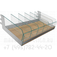 Стеклянная полка для стеллажа с перегородками