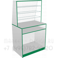 Прилавок со стеклянными полками и рабочей поверхностью