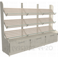 Стеллажи хлебные без задней стенки с наклонными полками