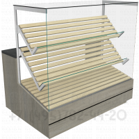 Прилавок трехуровневый для хлеба и выпечки для выкладки на протвинях