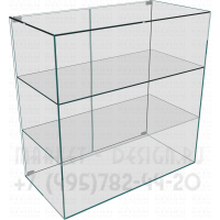 Стеклянная трёхъярусная надстройка с дверками на хлебный прилавок