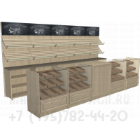Прилавок торговый с полками для продажи хлеба