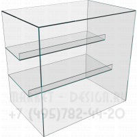 Стеклянная надстройка на прилавок с двумя наклонными полками