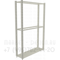 Односторонний стеллаж для ткани с двумя уровнем полок 