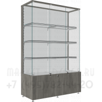 Торговая шкаф витрина с усиленными полками и тумбой с двумя распашными дверцами