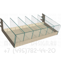 Полка стеклянная для конфет с разделителями