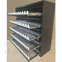 Металлический диспенсер для продажи сигарет с выдвижными полками