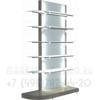 Торговый двусторонний стеллаж с 5-ю полукруглыми полками