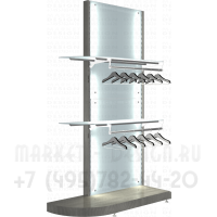 Двусторонний торговый стеллаж с 2-я полукруглыми полками