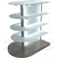 Стеллаж торговый с полукруглыми матовыми полкам