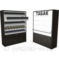 Шкаф табачный с пятью уровнями полок с синхронными дверками и тумбой распашные двери