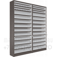 Тандем шкаф для продажи сигарет с двенадцатью синхронными шторками в открытом состоянии