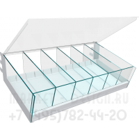 Полка с стеклянными разделителями закрывающейся прозрачной крышкой