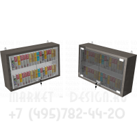 Витрина настенная с двумя полками для электронных сигарет с тонированными дверями