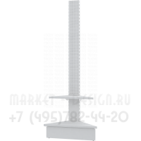 Металлический перфорированный стеллаж с полкой наружный угол