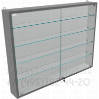 Витрина на стену с четырьмя стеклянными полками