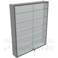 Настенная витрина с пятью полками из стекла