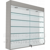 Застекленная витрина на стену с пятью полками в магазин