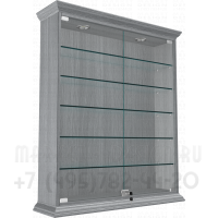 Настенная витрина с пятью стеклянными полками с подсветкой
