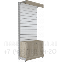 Односторонний стеллаж с экономпанелью и тумбой распашные дверки без накладок