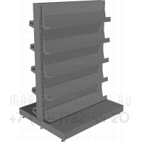 Двухсторонний стеллаж с десятью металлическими полками
