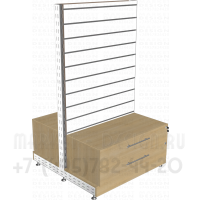 Двусторонний стеллаж без накладки экономпанель с тумбой