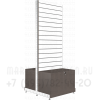 Двусторонний стеллаж с экономпанелью с тумбой без заглушек