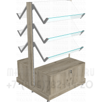 Двусторонний стеллаж с тумбой распашные дверки
