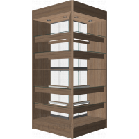 Фасадная угловая витрина с подсветкой для подарков