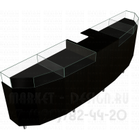 Кассовый стол ресепшен со стеклянным прилавком