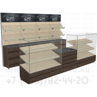 Комплект хлебных стеллажей и прилавков с разделочной тумбой