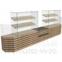 Комплект витрин с рабочим прилавком для хлеба