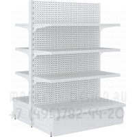 Металлический двусторонний стеллаж с перфорацией для торговли