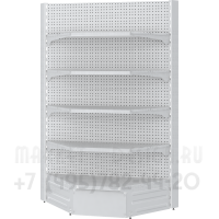 Металлический перфорированный стеллаж внутренний угол в магазин