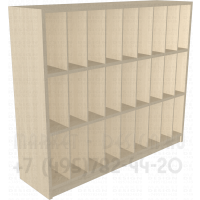 Трехуровневый стеллаж для обойных каталогов с девятью ячейками на полке