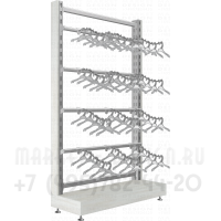 Односторонний стеллаж без задней стенки с овальными трубами для вешал